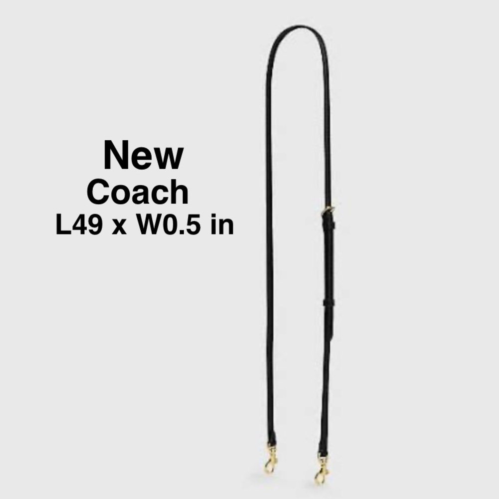 New Coach thin leather crossbody strap black & gold hardware L49’ adjustable ⭐️